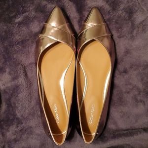 Calvin Klein Gailia Rose Gold Metallic Flats 9.5